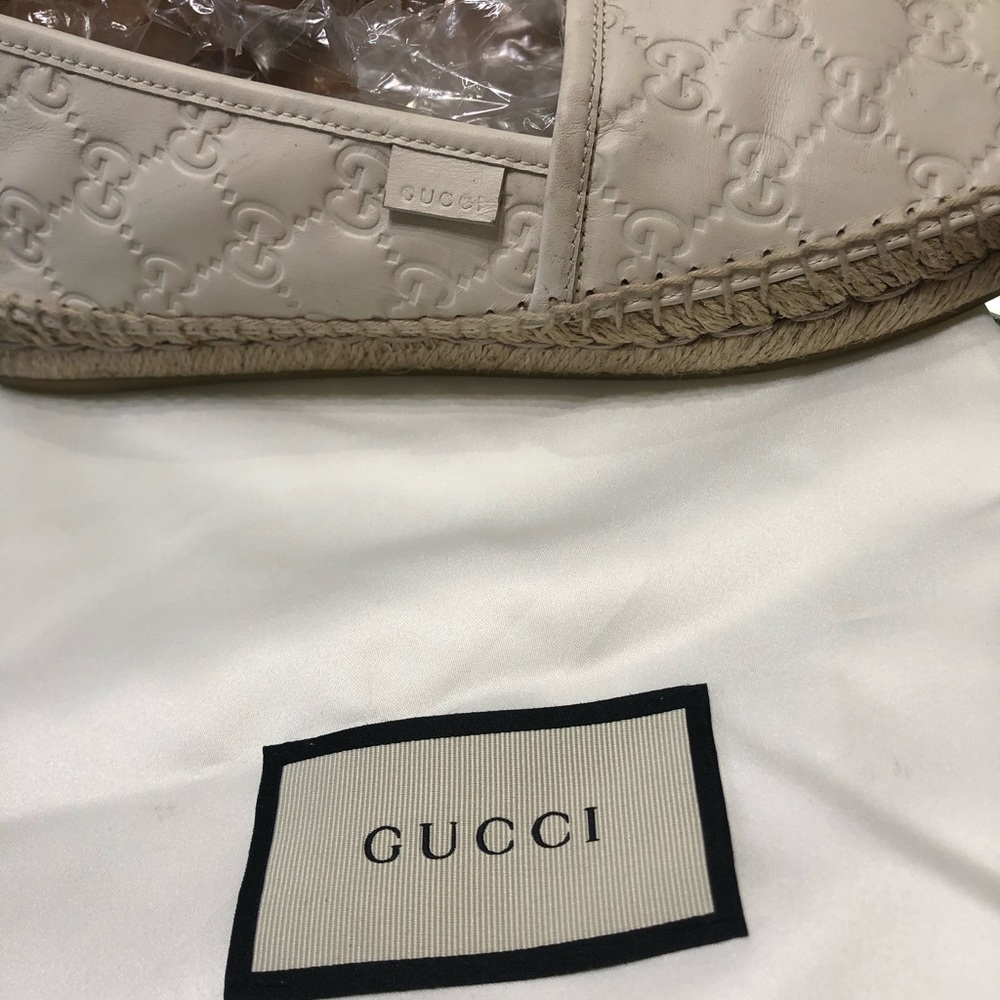 Gucci flat espadrilles. Tone on tone cream.